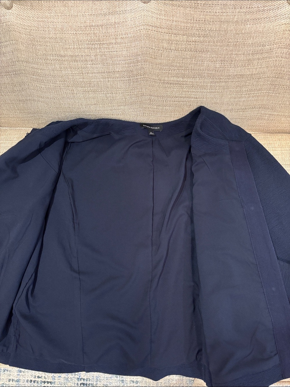 Banana Republic Navy Collarless Textured Blazer - Picture 8 of 9